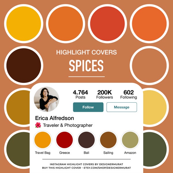 20 Spices Solid Colors Instagram Story Highlights, Abstract IG Covers, Boho, Culinary, Eat, Restaurant, Healthy Diet Food Social Media Icons