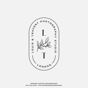 Design de logotipo de círculo de monograma de estúdio de fotografia moderno pré-fabricado, logotipo inicial de letra de nome minimalista personalizado, logotipo feminino floral profissional