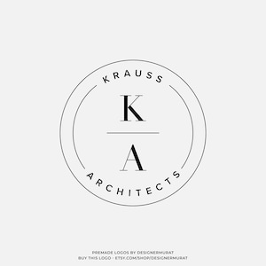Nome do corretor de imóveis do círculo pré-fabricado, design de logotipo com 2 letras iniciais, logotipo de monograma personalizado, logotipo de marca d'água de negócios de arquiteto profissional