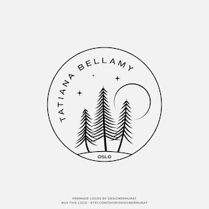 Modello di design del logo di Circle Photo Studio prefabbricato, logo del broker immobiliare moderno, logo del fotografo professionista, logo minimalista dell'albero di pino