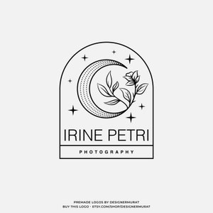 Modern Moon Flower Logo Design: Minimalist Night Plant Template