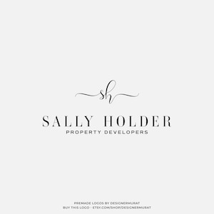 Prefabricado Minimalista Manuscrito Agencia de Bienes Raíces Plantilla de Diseño de Logotipo de Monograma Personalizado, Iniciales Script Logotipo de la Compañía, Logotipo de Negocio Femenino