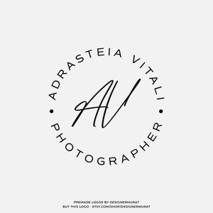 Logotipo de script de monograma moderno pré-fabricado, logotipo de fotografia personalizado, logotipo minimalista de iniciais de letras de nome, logotipo comercial exclusivo, logotipo circular