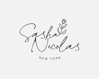 Diseño de logotipo floral minimalista: Plantilla de escritura femenina