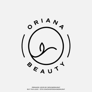 Design de logotipo de círculo de monograma de folha moderno pré-fabricado, logotipo inicial de letra de nome de beleza feminina personalizada, logotipo de boutique de luxo, logotipo de cabeleireiro