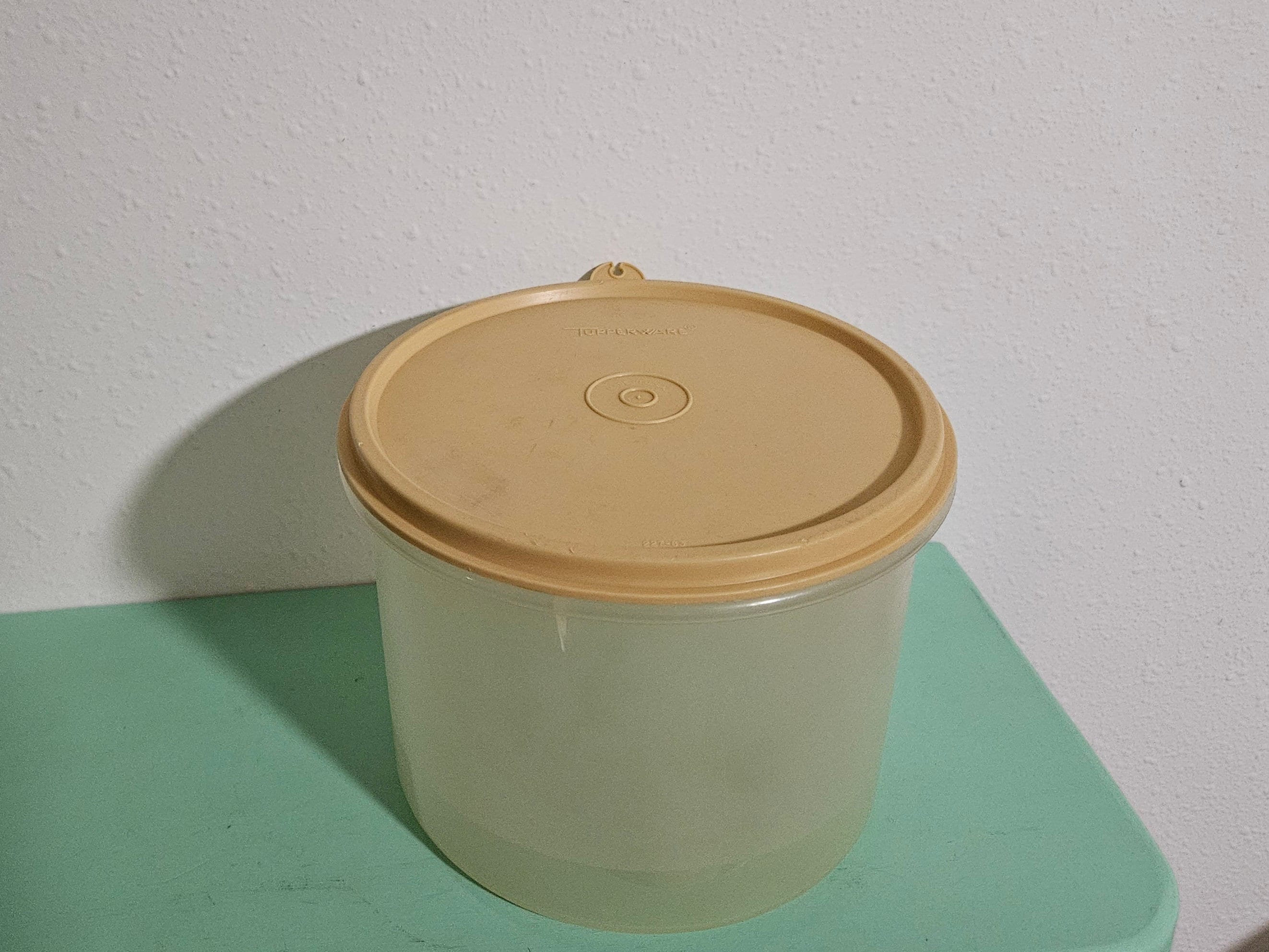 Vintage Tupperware Set Of Two Apple/Almond Color Canisters W Lids