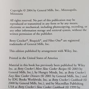 May include: Text from a book page, including copyright information from 2004 by General Mills, Inc. in Minneapolis, Minnesota. The text details publication rights, trademarks, and previous publications by Wiley, Inc. and other publishers.