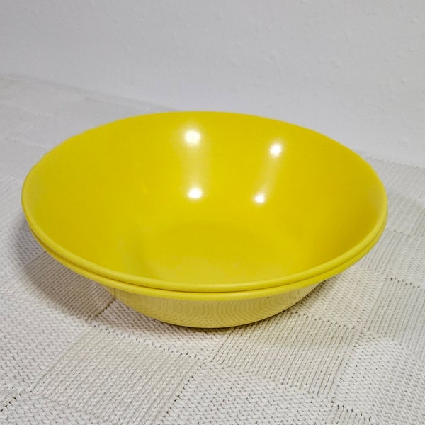 Juego de 2 cuencos pequeños amarillo brillante de Texas Ware, cuencos de melamina amarillos