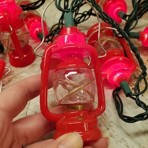 Red Lantern Plastic String Lights, Like New