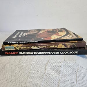 Three Vintage Microwave Cookbooks, Kenmore, Sharp, and Montgomery Ward