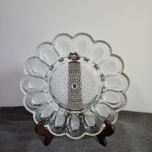 Tiara Indiana Glass Crystal Happenings Hobnail Deviled Egg Relish 11&quot; Deviled Egg Tray