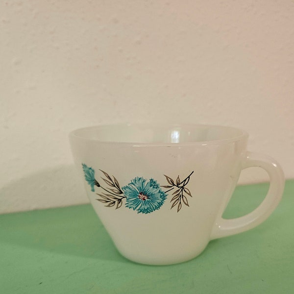 Fire King Boutonniere Cup, Floral Fire King Cup