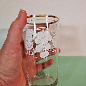 Gobelet en verre Raisins sur vigne avec bordure dorée