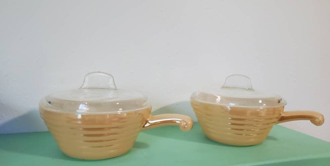 Fire King Copper Tint Individual Casseroles With Lids & 1 Extra Lid Etsy