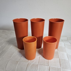 Tupperware Orange Tumblers and Juice Glasses, Set of 5