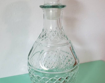 Princess House Liquor or Wine Decanter, Criss Cross Pressed Glass Decanter
