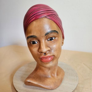 Holland Ceramic Mold Head Bust, Beautiful Face Wearing Head Wrap