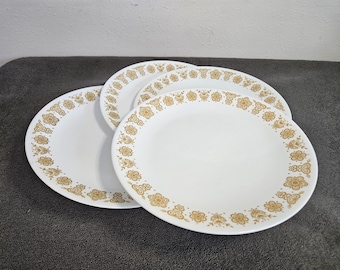 Butterfly Gold Dinner Plates, Fair to Good Condition Sets of 4