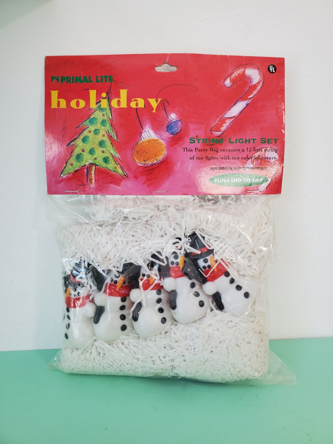 Snowman String Lights by Primal Lite, 12 Feet Long With 10 Plastic