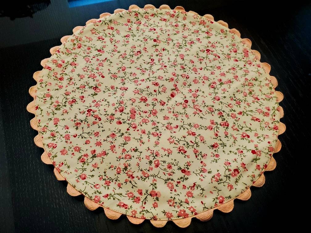 Pink Fl Calico Round Placemats Cottage Australia Pink Fl Calico Round Placemats, Pink Round Placemats Australia