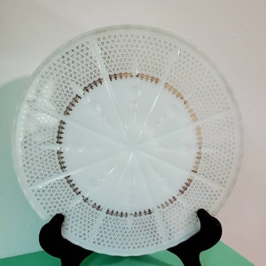 Pedestal Cake Plate in Milk Glass with 22 Karat Gold Overlay by Anchorglass