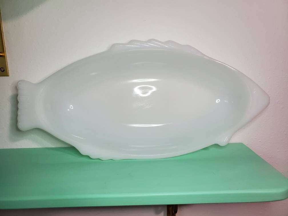 Glasbake Fish Serving Platter Dish Choose From Milk Glass or Etsy