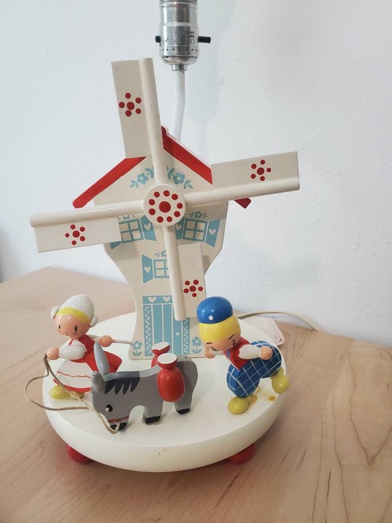 IRMI Nursery Lamp Wood Windmill Musical Lamp Boy Girl & Etsy