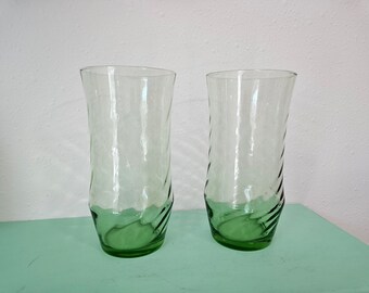 Green Optic Swirl Coolers, Libbey Ice Tea Coolers