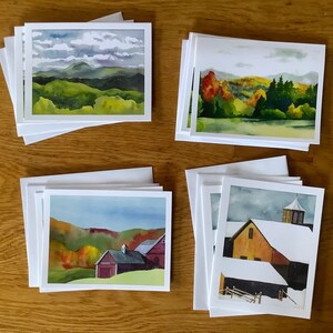 Paquet de 8 cartes de correspondance vierges Vermont Landscapes (2 de chacun des 4 modèles).