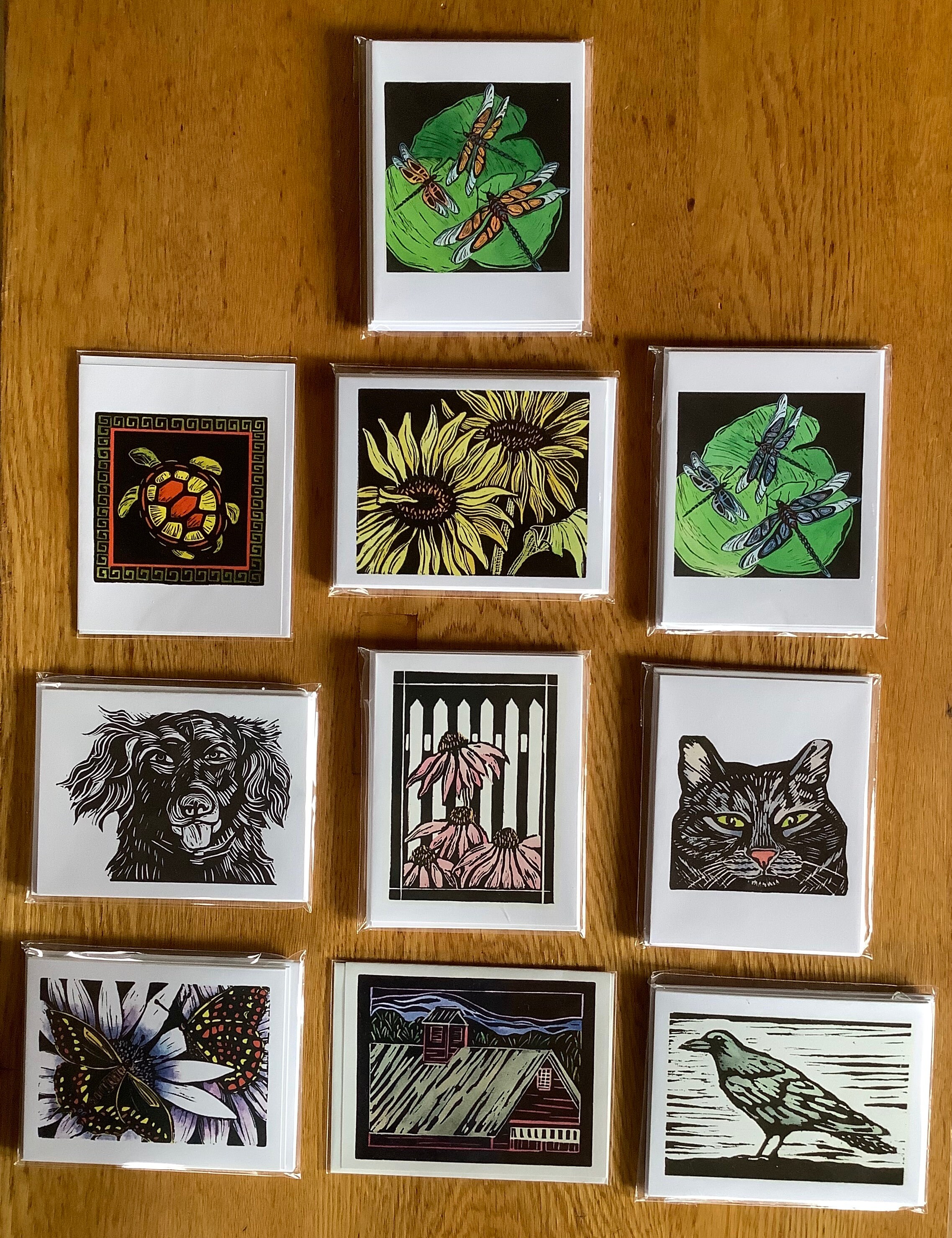 Crow Woodcut Block Print Note Cards, Block Print, Block Print Note ...
