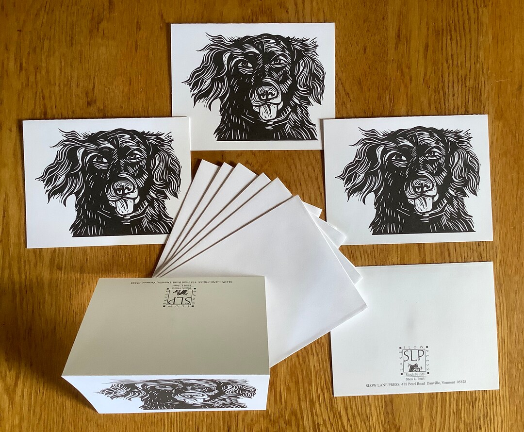 Black Dog Linocut Block Print Card, Dog Note Cards, Blank Cards, Block ...
