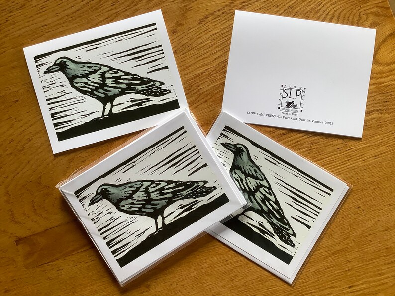 Crow Woodcut Block Print Note Cards, Block Print, Block Print Note ...
