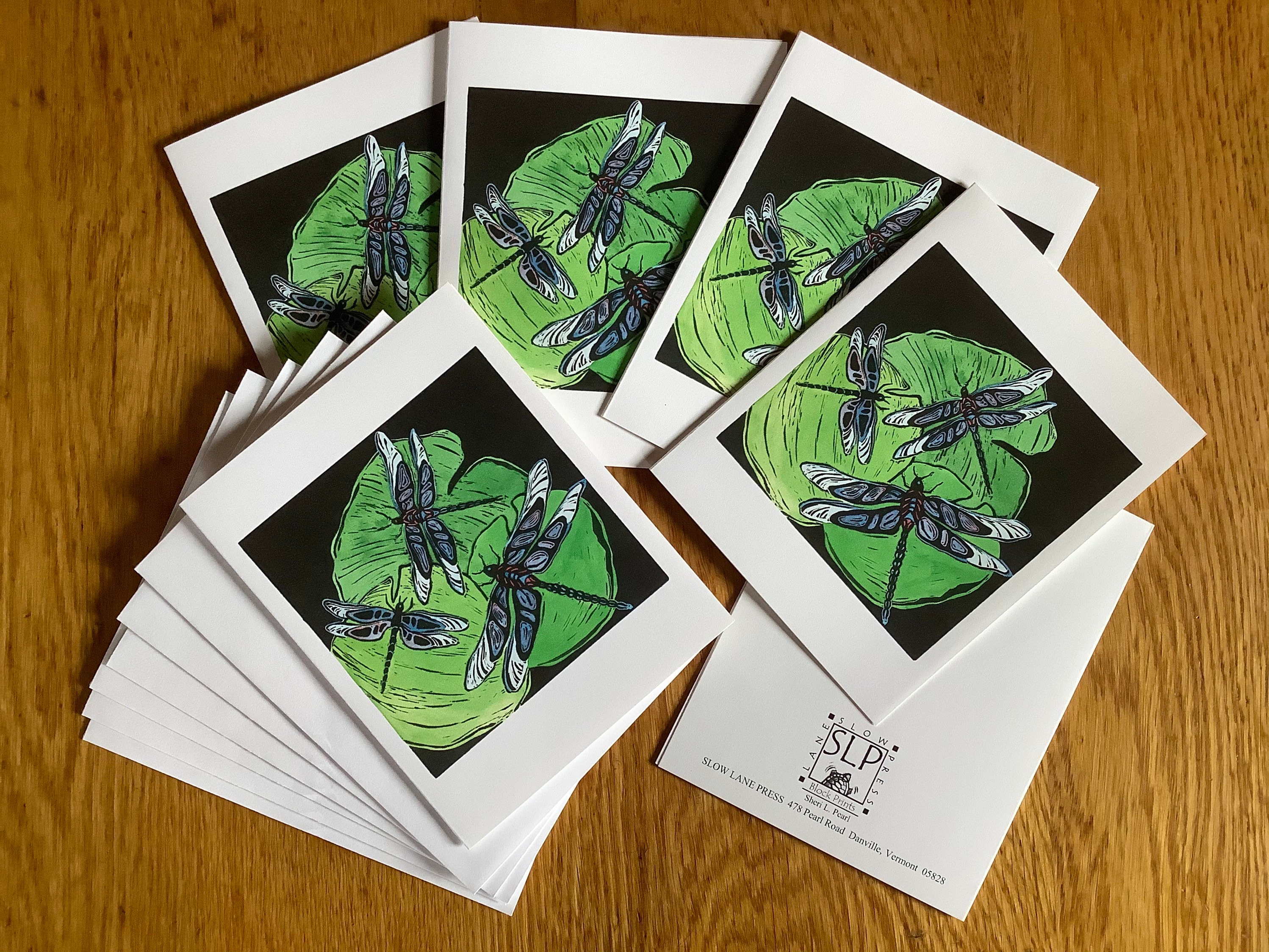 Purple Dragonfly Block Print Note Cards, Blank Note Cards, Dragonfly ...