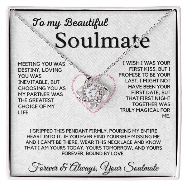 To My Beautiful Wife Necklace -  To my soulmate - 18k Gold Love Knot Jewelry Gift