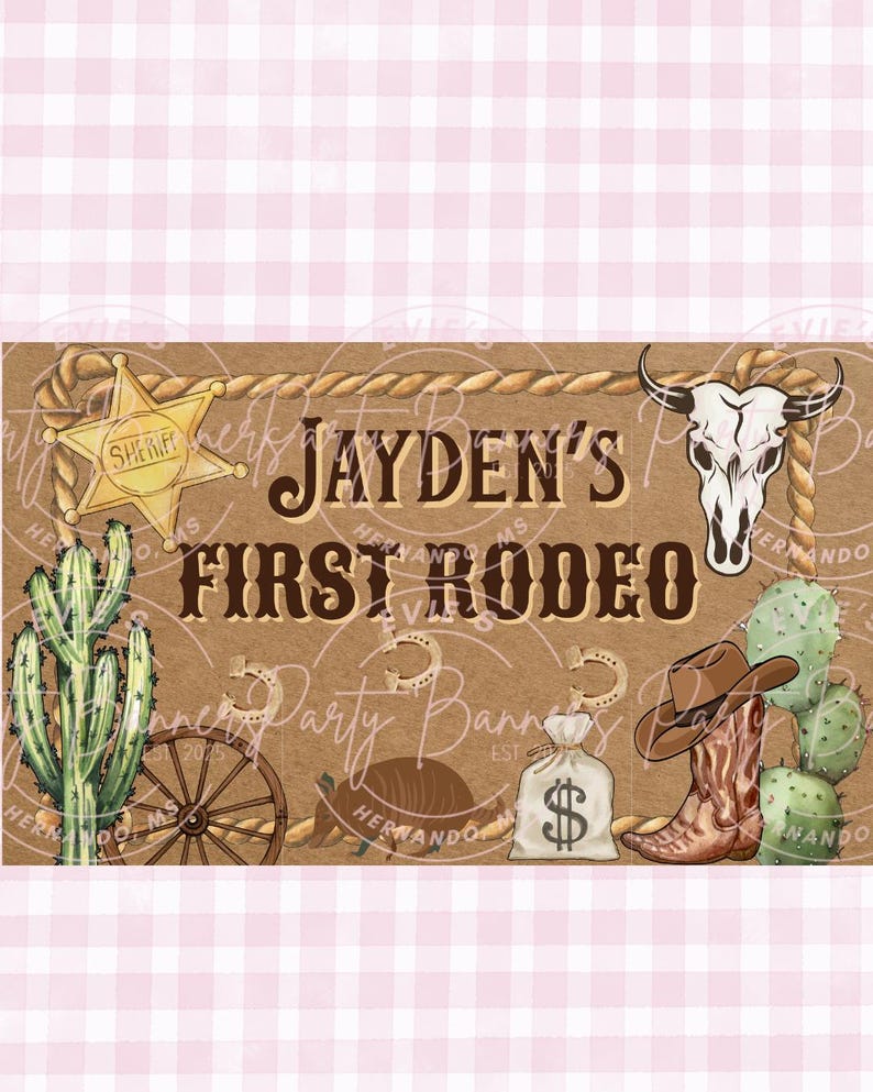 Western First Rodeo Digital Download Banner Template / Mockup / Canva ...