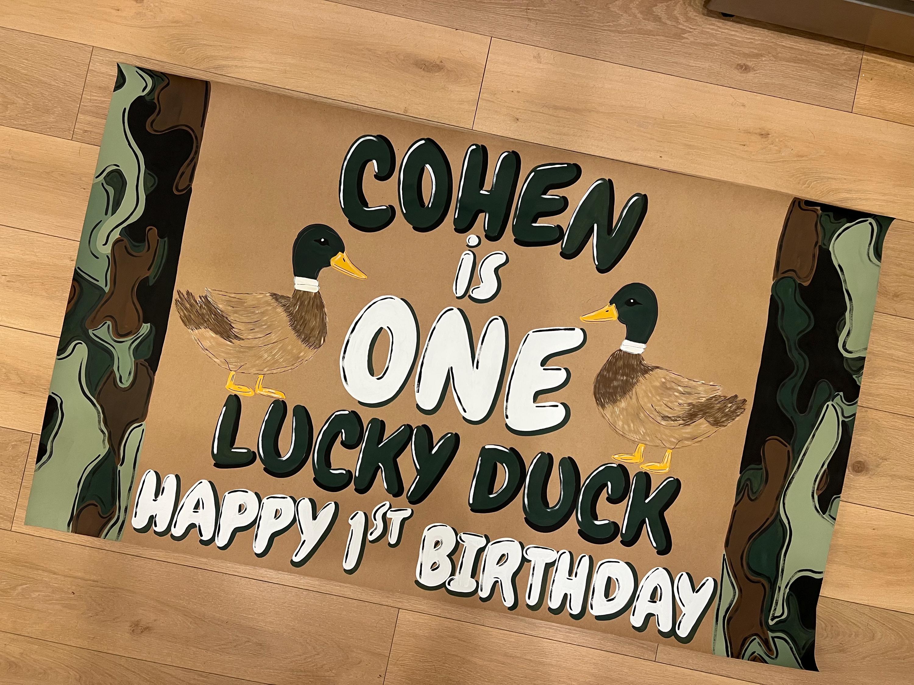 One Lucky Duck Mallard Birthday Banner / Mallard Duck / Hand Painted ...