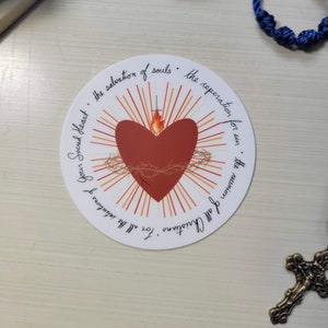 Sagrado Corazón // Pegatina de oración de la ofrenda matutina // Católica