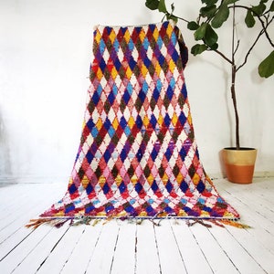 Vintage Berber carpet, old antique Moroccan carpet animal-free, cotton, nomad carpet XXL