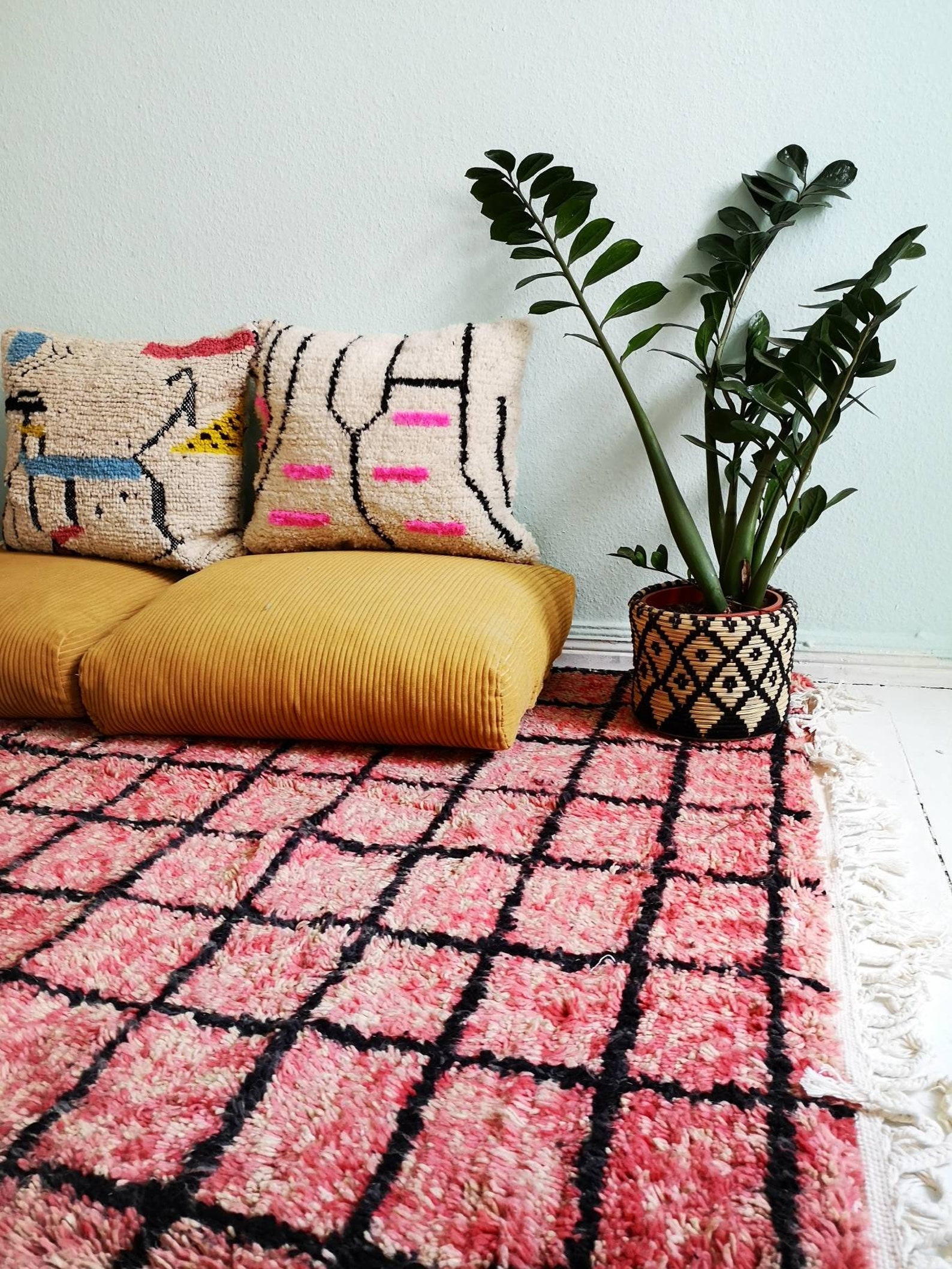 Wool Rug Berber Arabic Carpet Moroccan Multicolore White Etsy