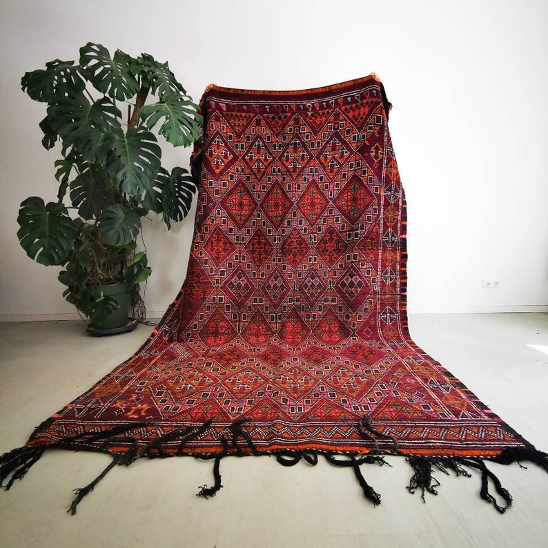 Vintage berbermatta, gammal antik marockansk matta, ullmatta, naturlig ull, bni Mguild bild 5