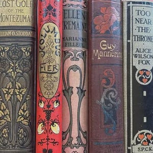 5 Vintage Books : Victorian & Edwardian Decor Books Ornate Antique Shelf Fillers