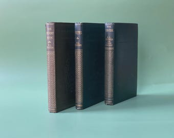 Robert Louis Stevenson Bücher Set: Vintage Grüne & Vergoldete Dekorative Bücher