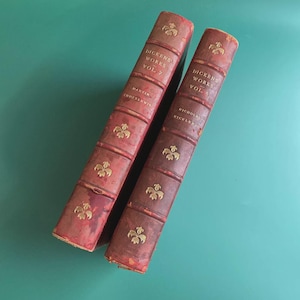 Charles Dickens Leatherbound Set: Nicholas Nickleby & Martin Chuzzlewit, Biographical Edition, Illustrated by Phiz