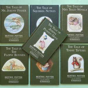 Beatrix Potter Green Books Set: F. Warne & Co. Vintage Bedtime Stories