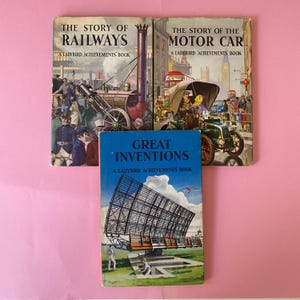 Motor Cars , Great Inventions & Railways - Ladybird Book of Achievements Dust Covered 1960s - 70s - British Invention Lovers 601