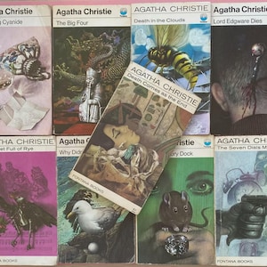 9 livros de Agatha Christie Fontana, capas antigas, 1968-1975, suspense, mistério, original, presente literário reciclado