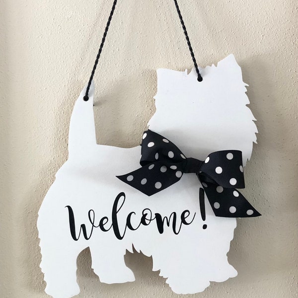 Personalizable Westie Door Hanger: West Highland Terrier Wood Sign