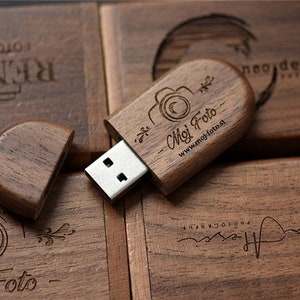 USB-Stick mit Gravur 32 / 64 GB Geschenkbox Holz Eheringe Hochzeit Wunschtext Liebe personalisiert Bild 4
