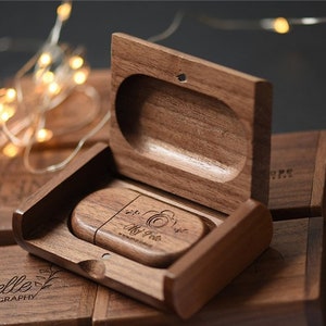 USB-Stick mit Gravur 32 / 64 GB Geschenkbox Holz Eheringe Hochzeit Wunschtext Liebe personalisiert Bild 3