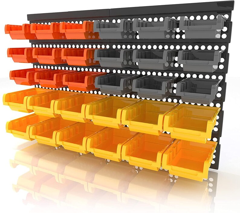 Garage Organizer Bins 30PC Wall Mount Storage Small Parts Etsy